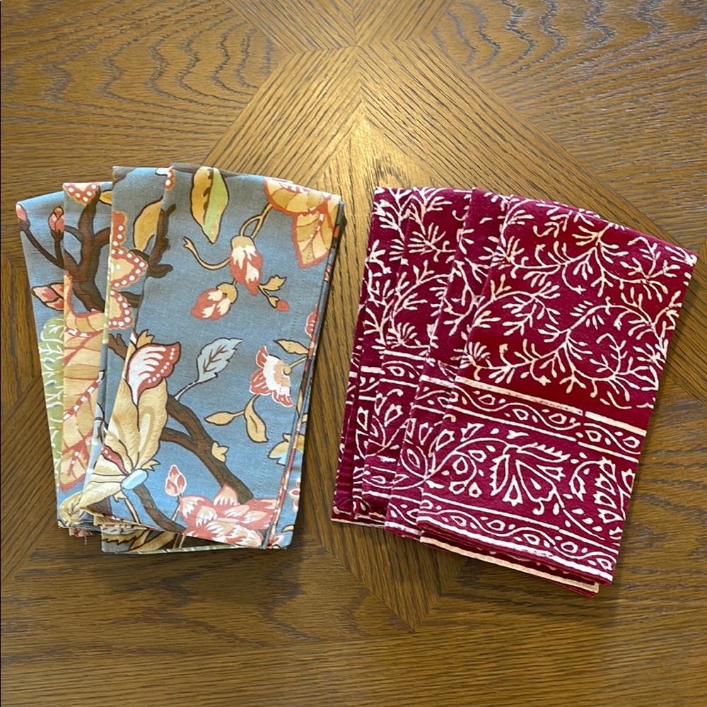 Floral and Leaf Print Napkin Set